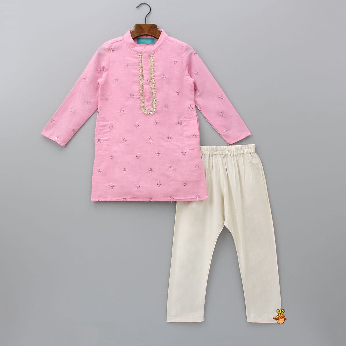 Sequin Embroidered Pink Kurta And Pyjama view