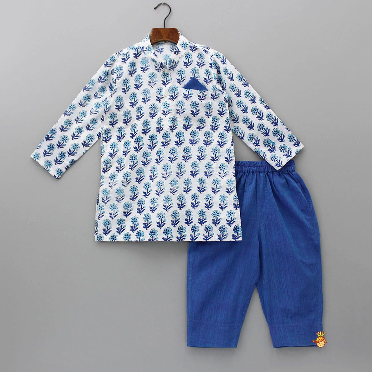 Hand Block Printed Kurta With Pyjama view