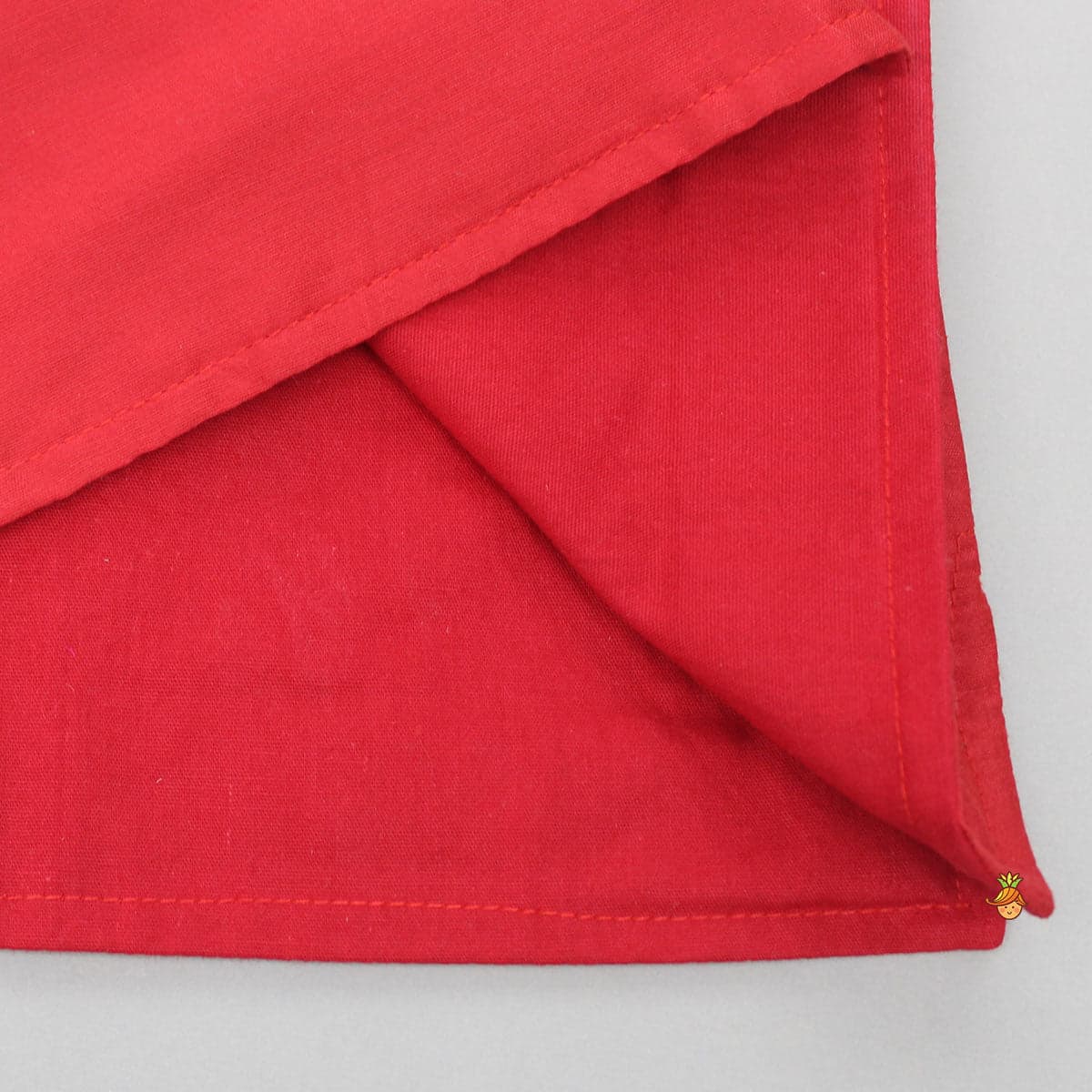 Red Cowl Style Kurta And Beige Pyjama With Embroidered Jacket view