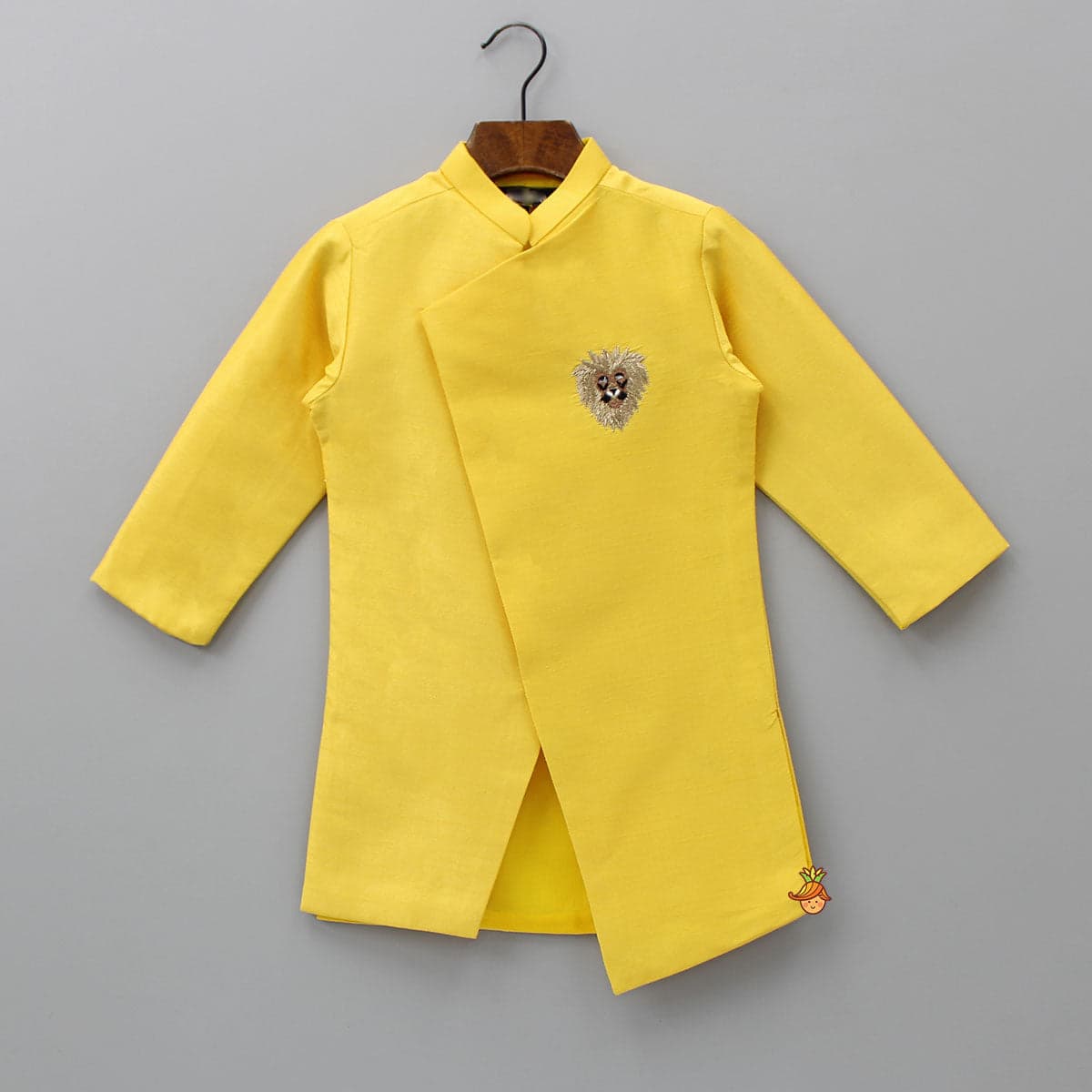 Pre Order: Lion King Embroidered Asymmetric Kurta With Dhoti view