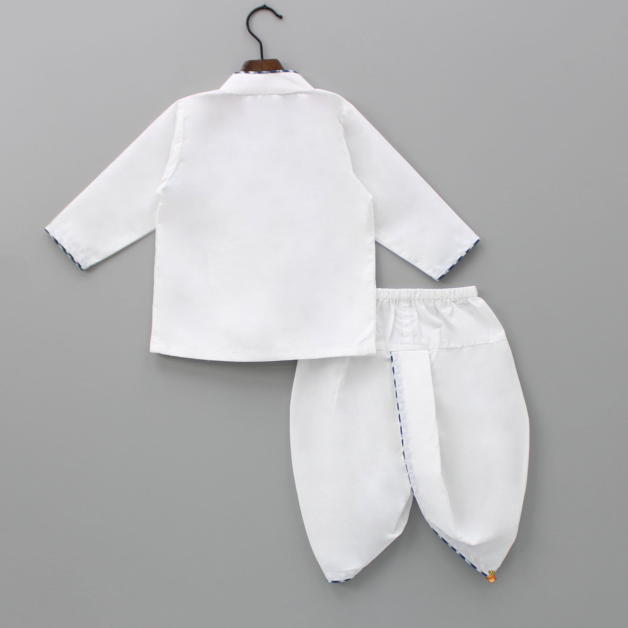 White Angrakha Kurta With Dhoti view