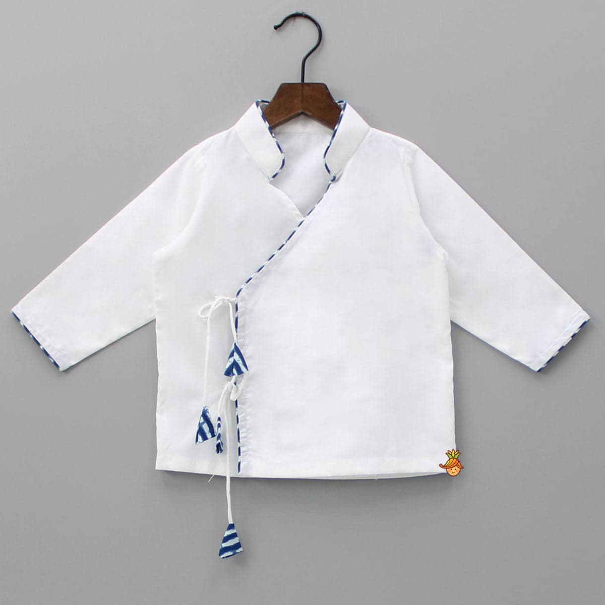 White Angrakha Kurta With Dhoti view