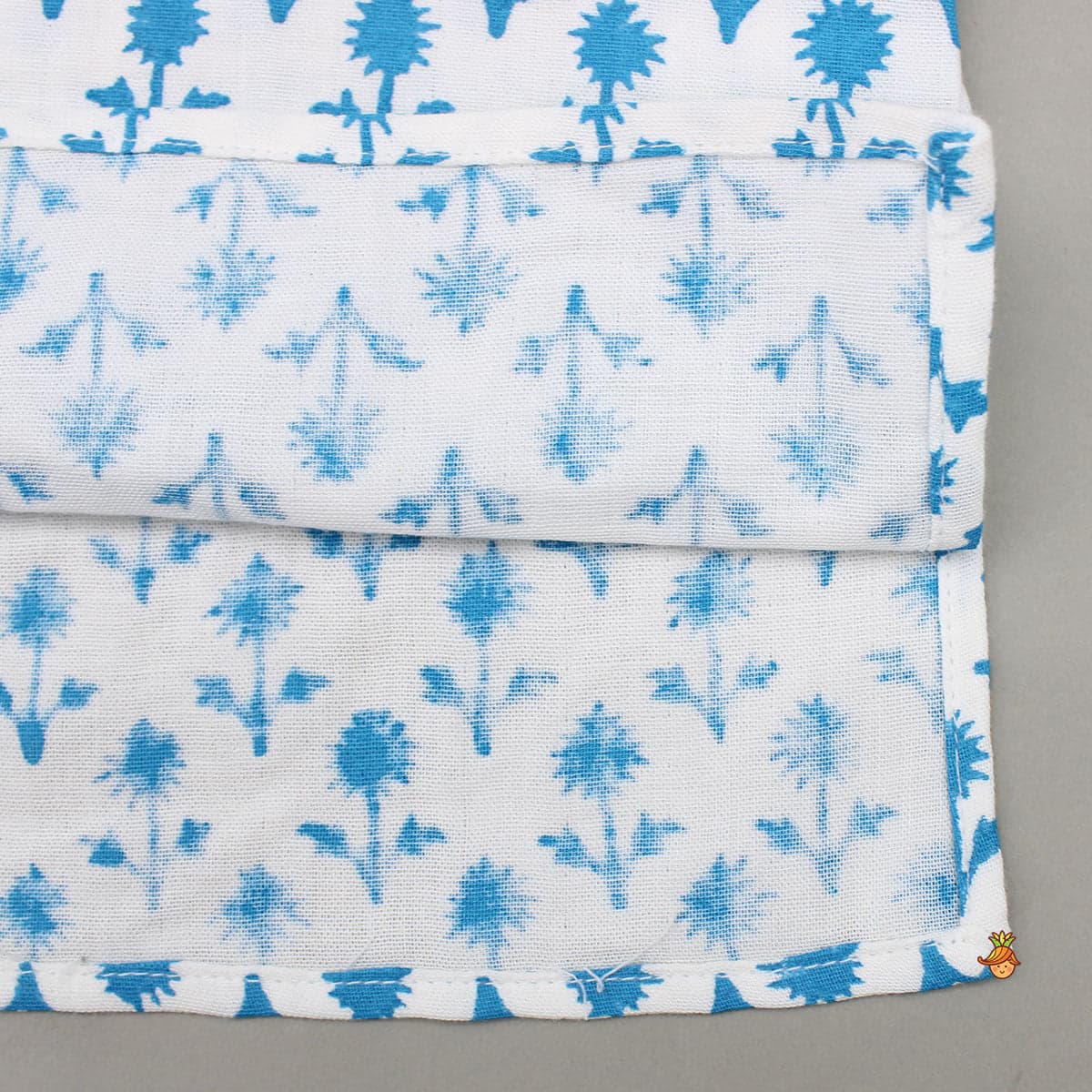 Light Blue Floral Printed Kurta And Pyjama view