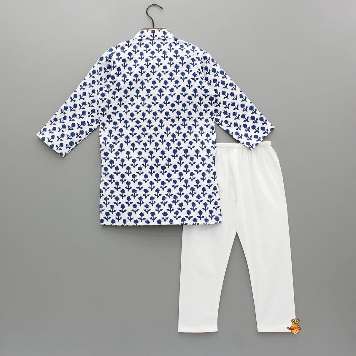 Blue Floral Printed Kurta And Pyjama view