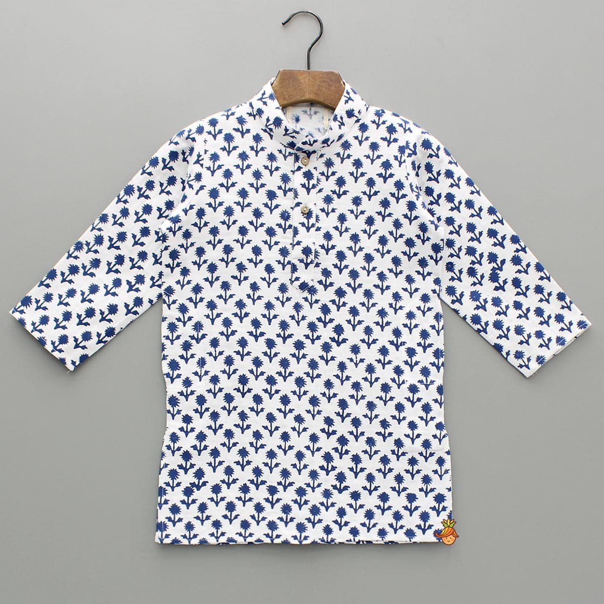 Blue Floral Printed Kurta And Pyjama view