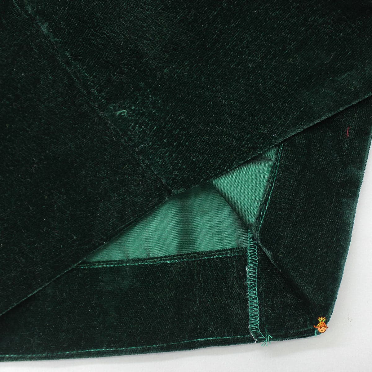 Pre Order: Green Velvet Jacket With Floral Printed Kurta And Churidar view