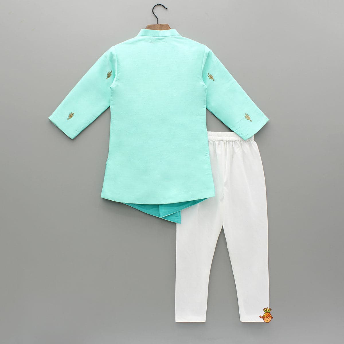 Pre Order: Asymmetric And Embroidered Kurta With Churidar view