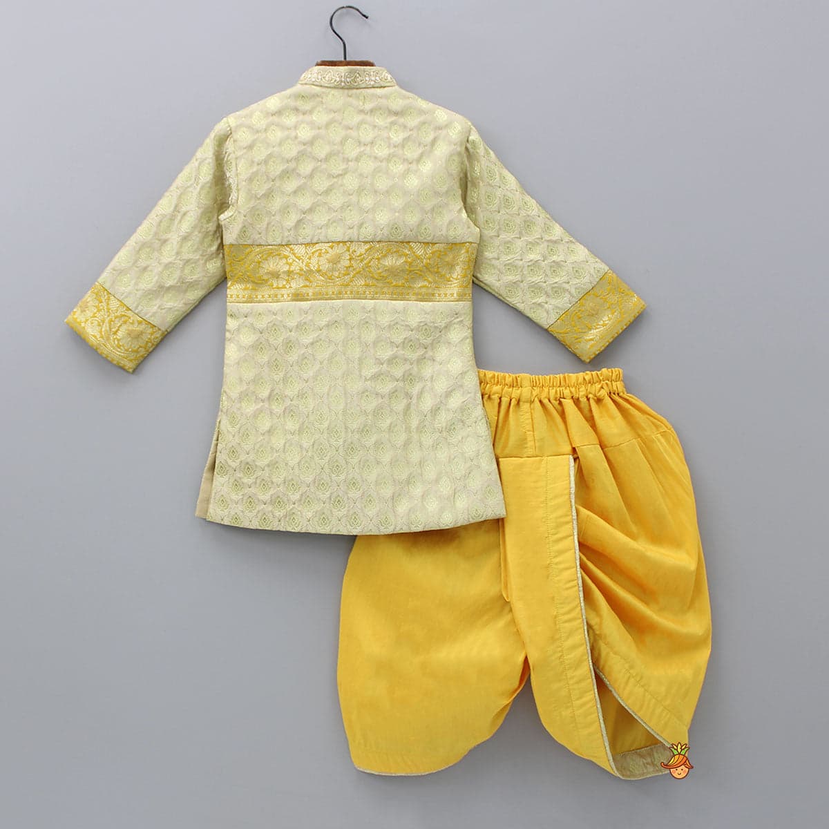 Pre Order: Brocade Embroidered Sherwani Style Kurta And Dhoti With Shawl view