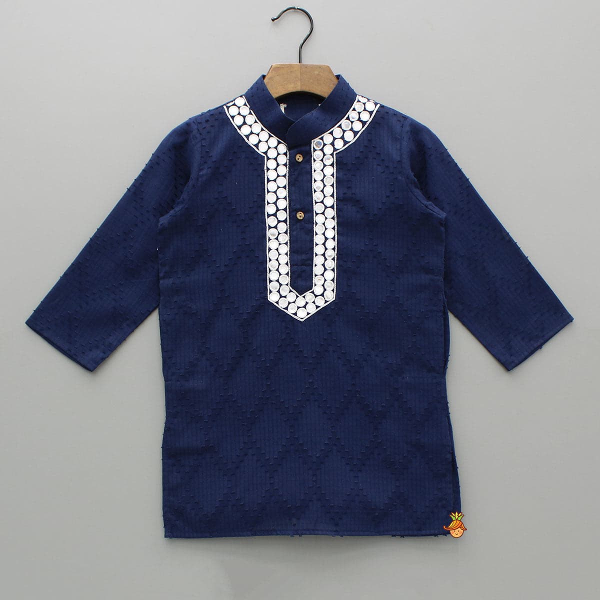 Faux Mirror Work Textured Kurta And Pyjama view