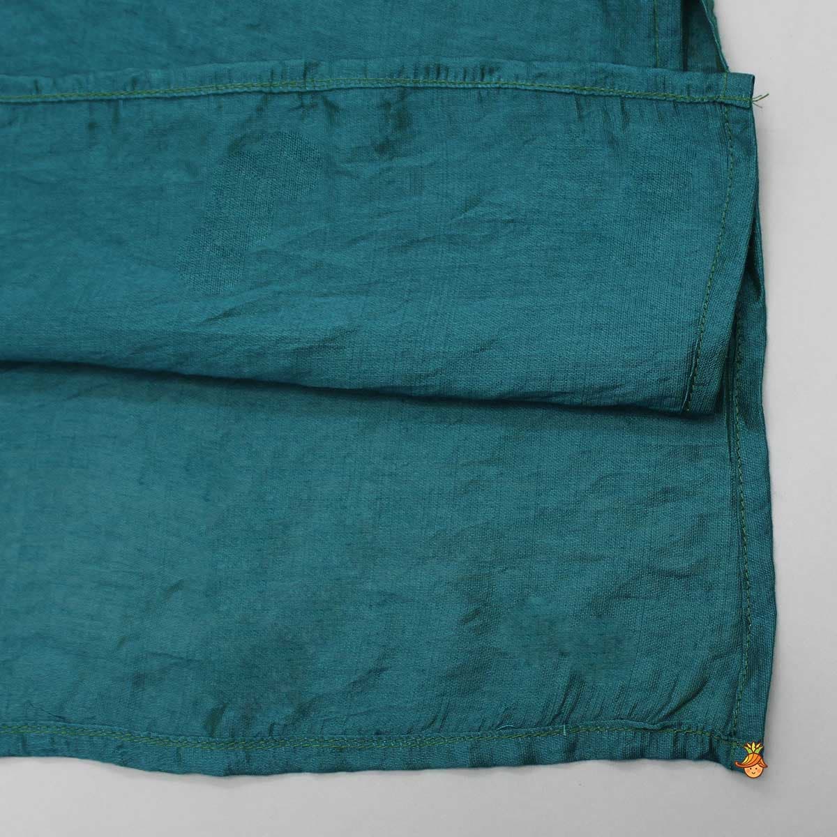 Pre Order: Sequins Embellished Lace Work Teal Blue Ethnic Kurta And Pyjama view