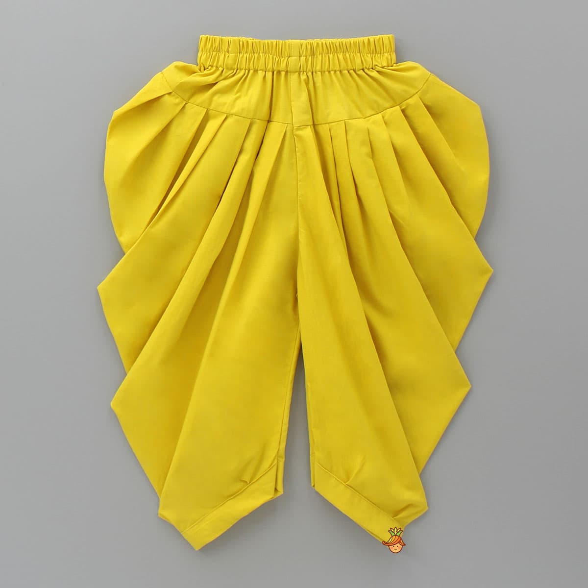 Flower And Leaf Printed Mustard Yellow Kurta And Dhoti view