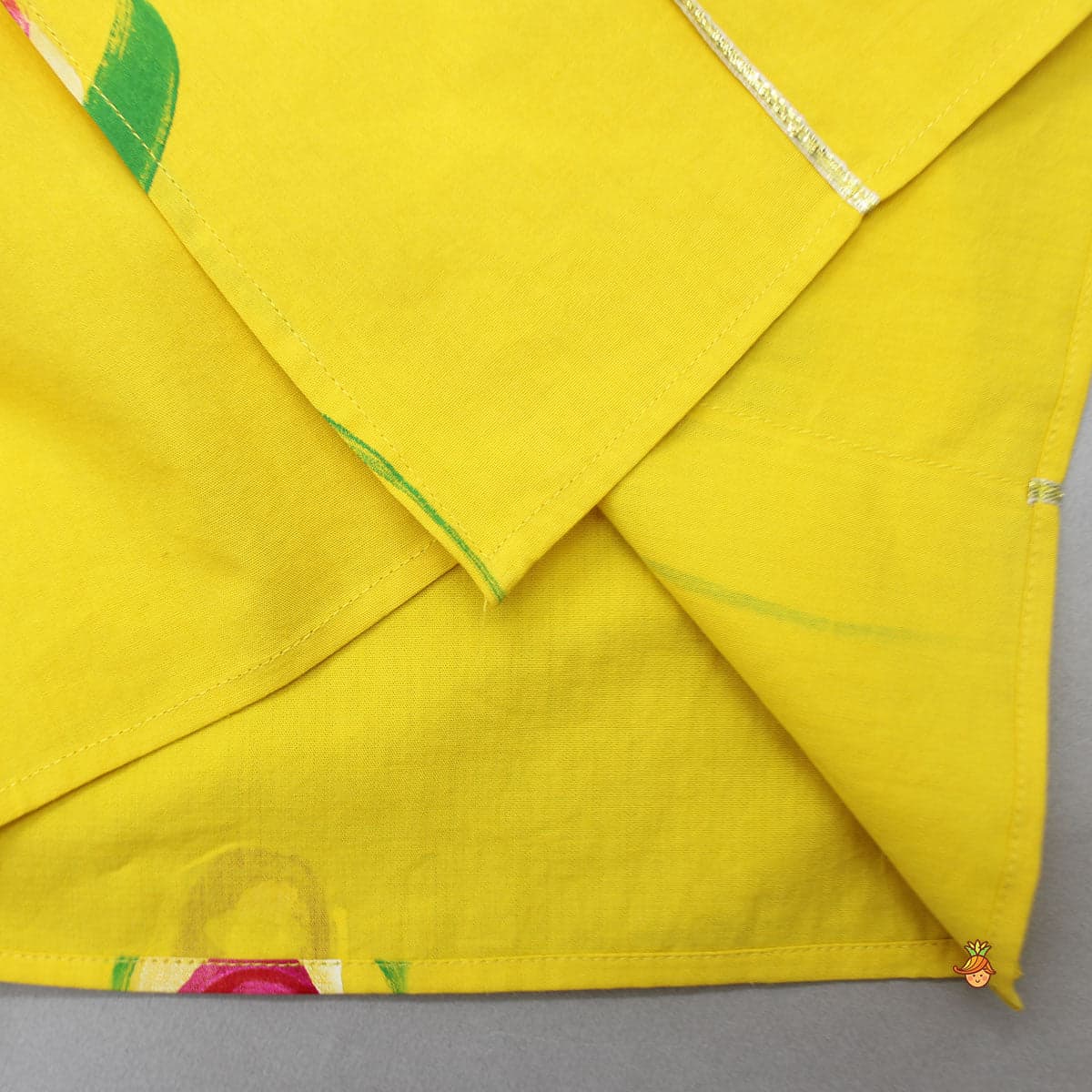 Flower And Leaf Printed Mustard Yellow Kurta And Dhoti view