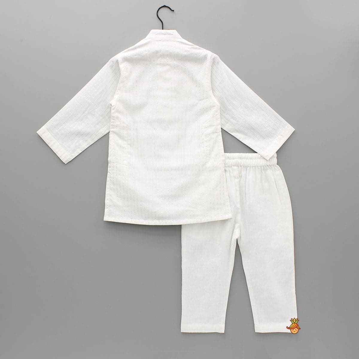 Pre Order: Cotton Lurex Striped White Kurta And Pyjama view