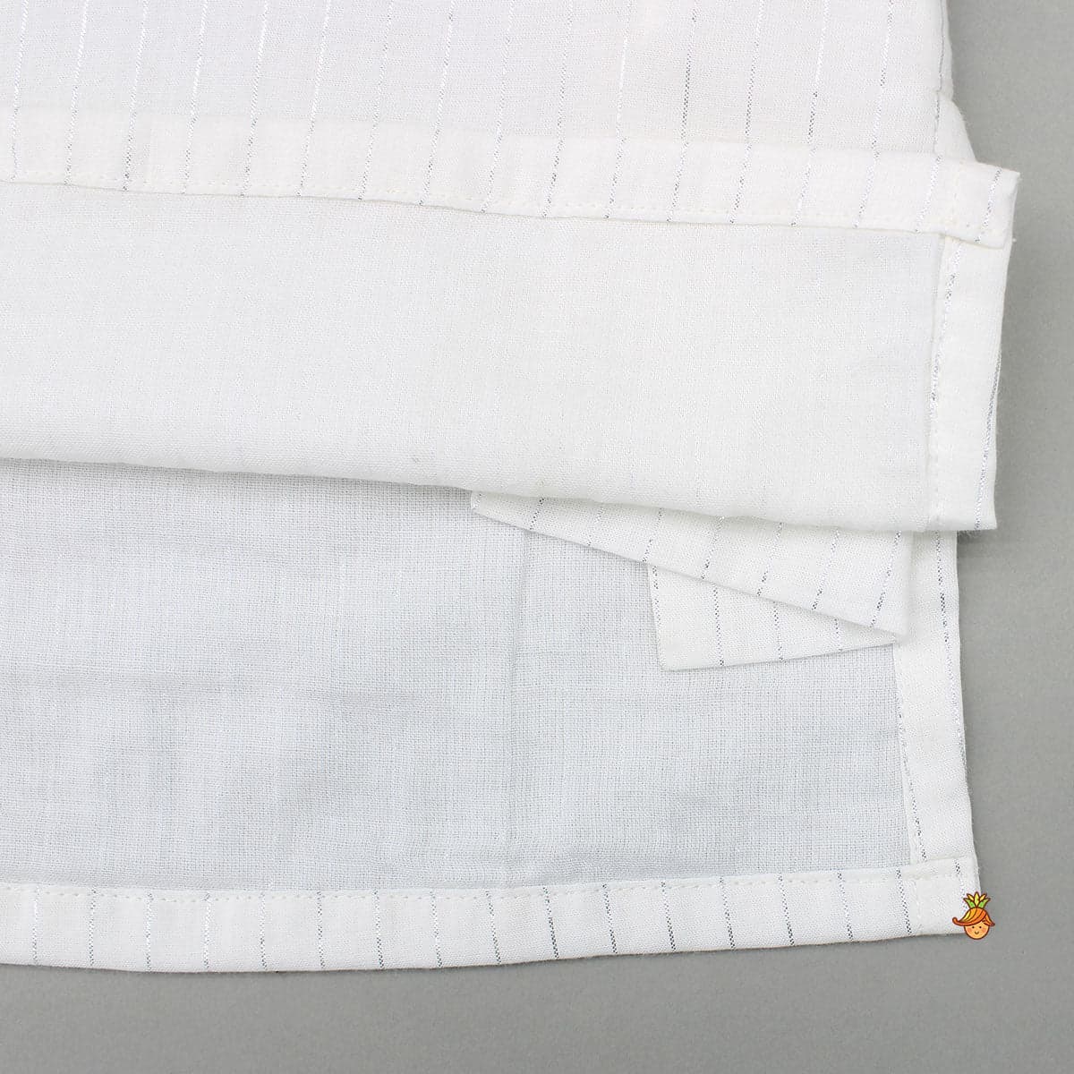 Pre Order: Cotton Lurex Striped White Kurta And Pyjama view