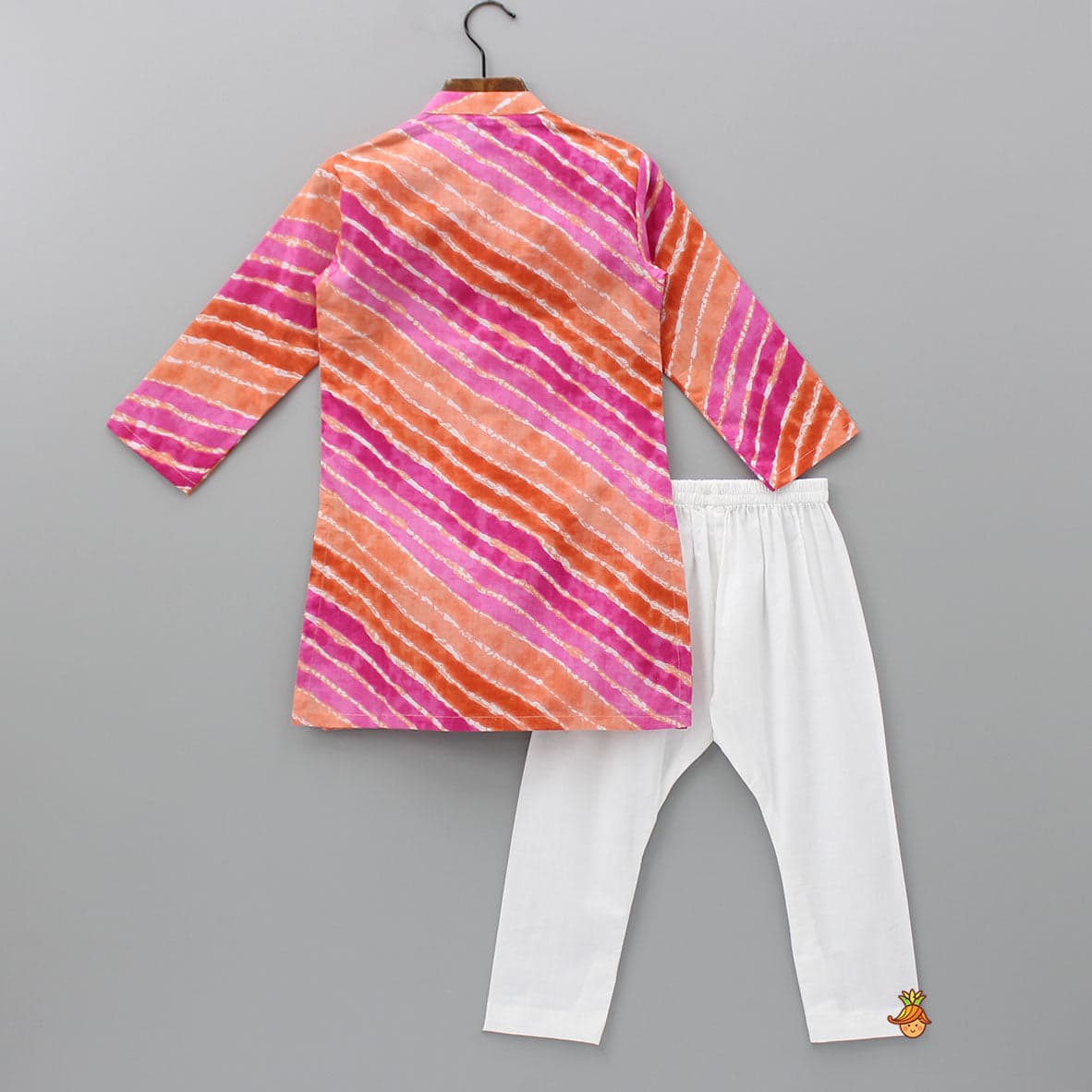 Pre Order: Multicolour Leheriya Printed Kurta With Pleated Hem And Pyjama view