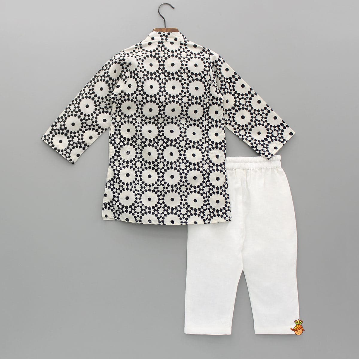 Pre Order: Printed Black And White Kurta With Pyjama view