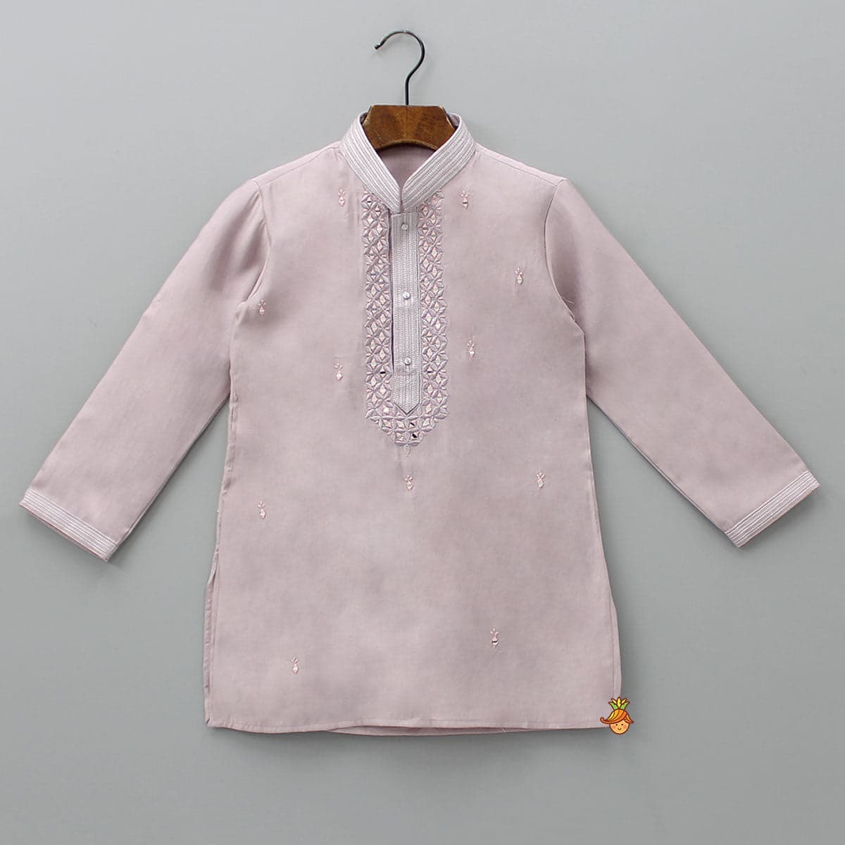 Faux Mirror Work Front Placket Kurta And Pyjama view