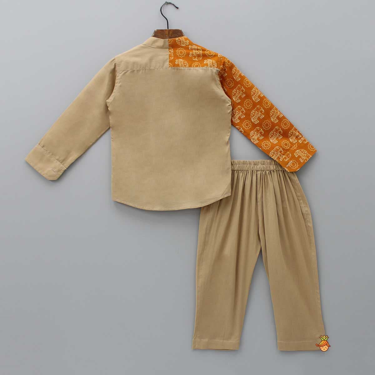 Front Open Brown Shirt And Pant view