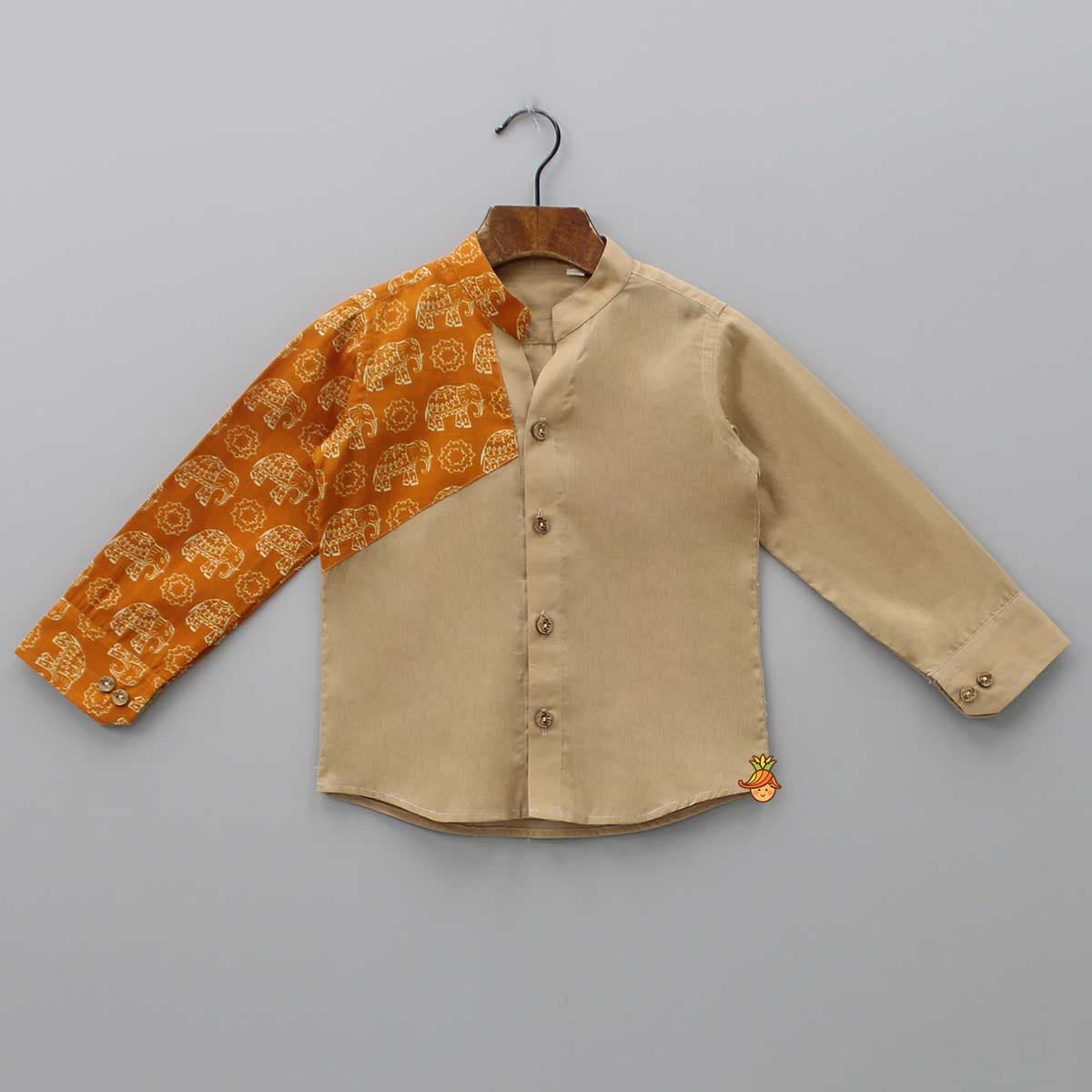 Front Open Brown Shirt And Pant view
