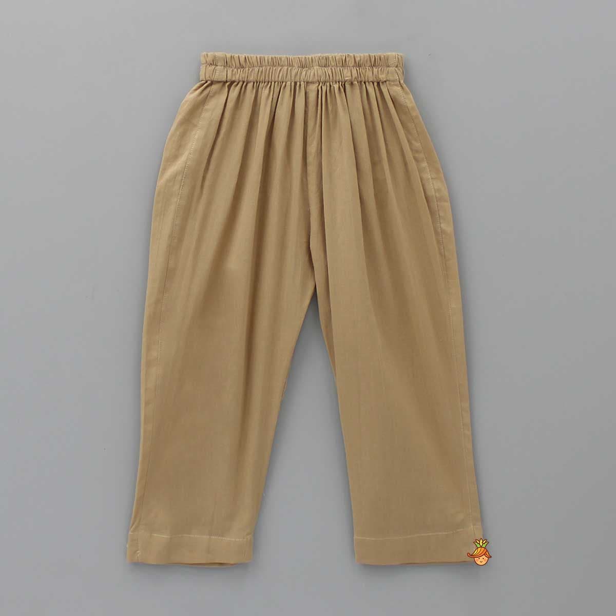 Front Open Brown Shirt And Pant view