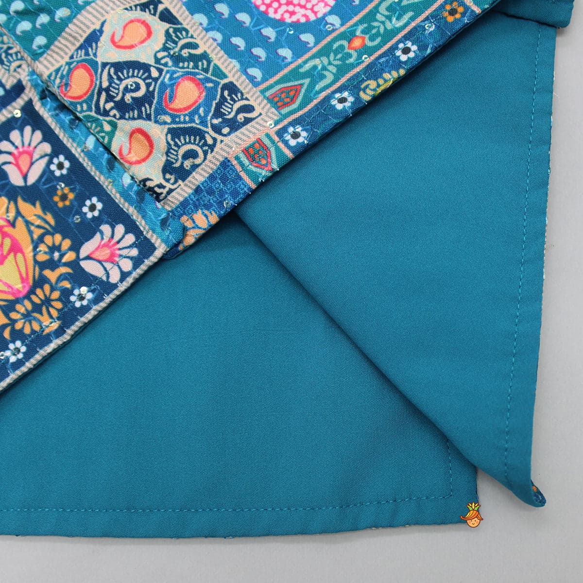 Blue Kurta With Multicolour Jacket And Pyjama view