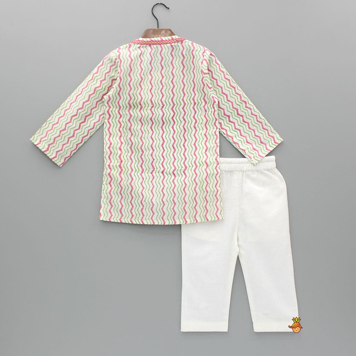 Pre Order: Multicolour Chevron Printed Side Open Kurta With Pyjama view