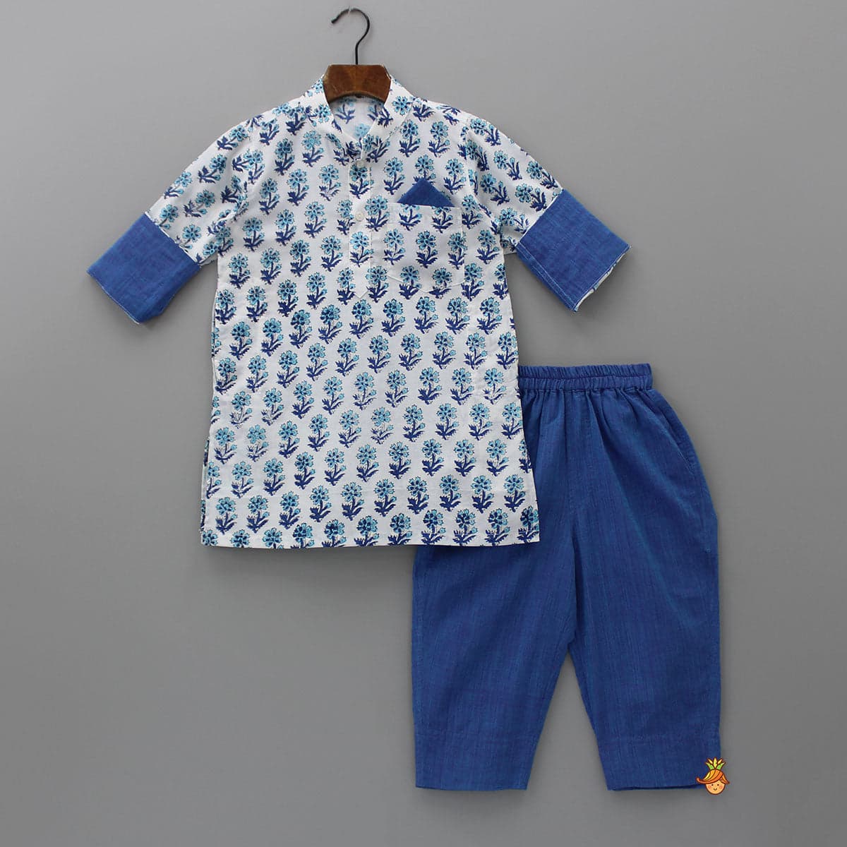 Hand Block Printed Kurta With Pyjama view