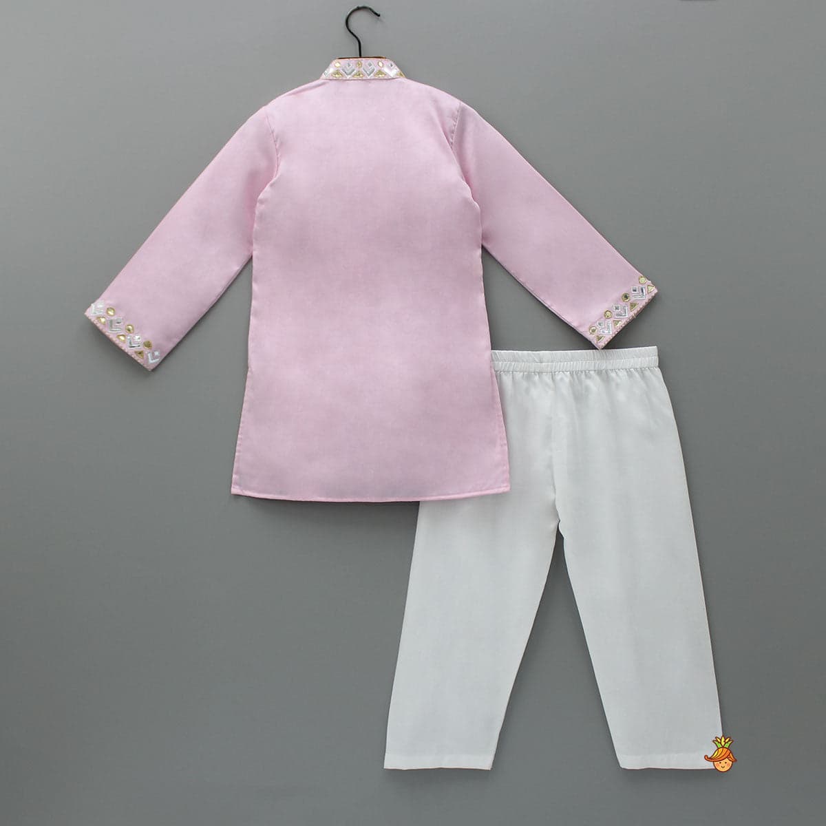 Pre Order: Patch Work Pink Kurta And Pyjama view