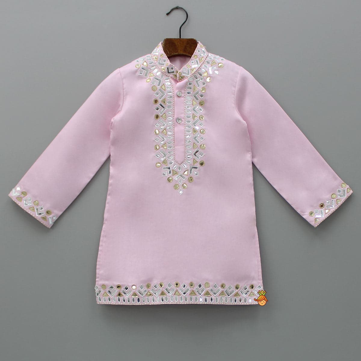 Pre Order: Patch Work Pink Kurta And Pyjama view
