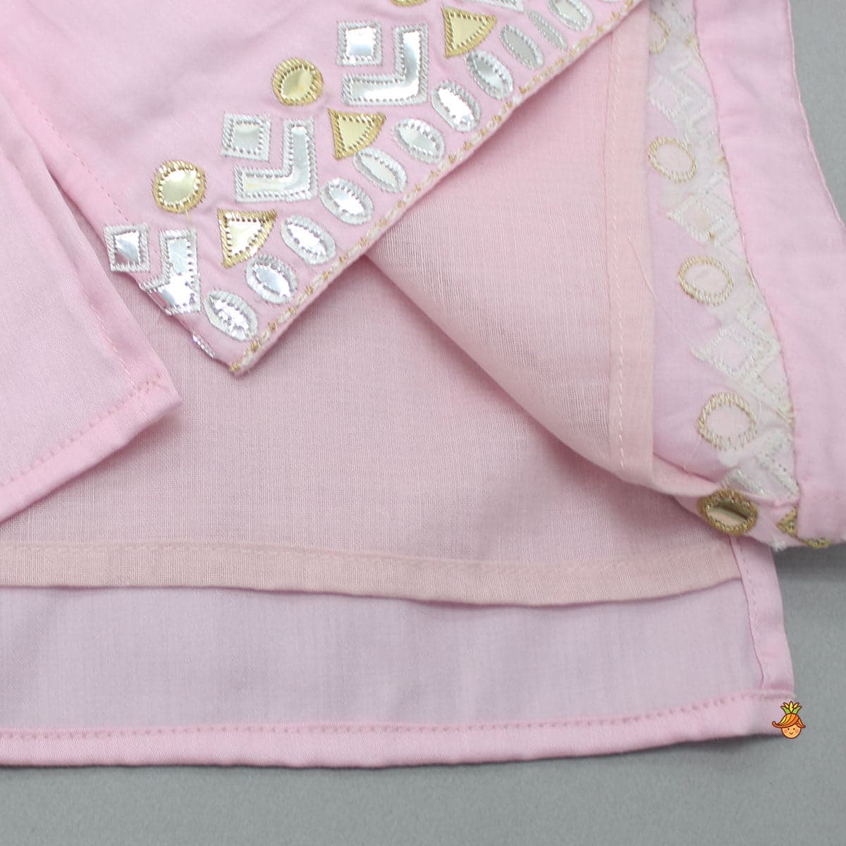 Pre Order: Patch Work Pink Kurta And Pyjama view