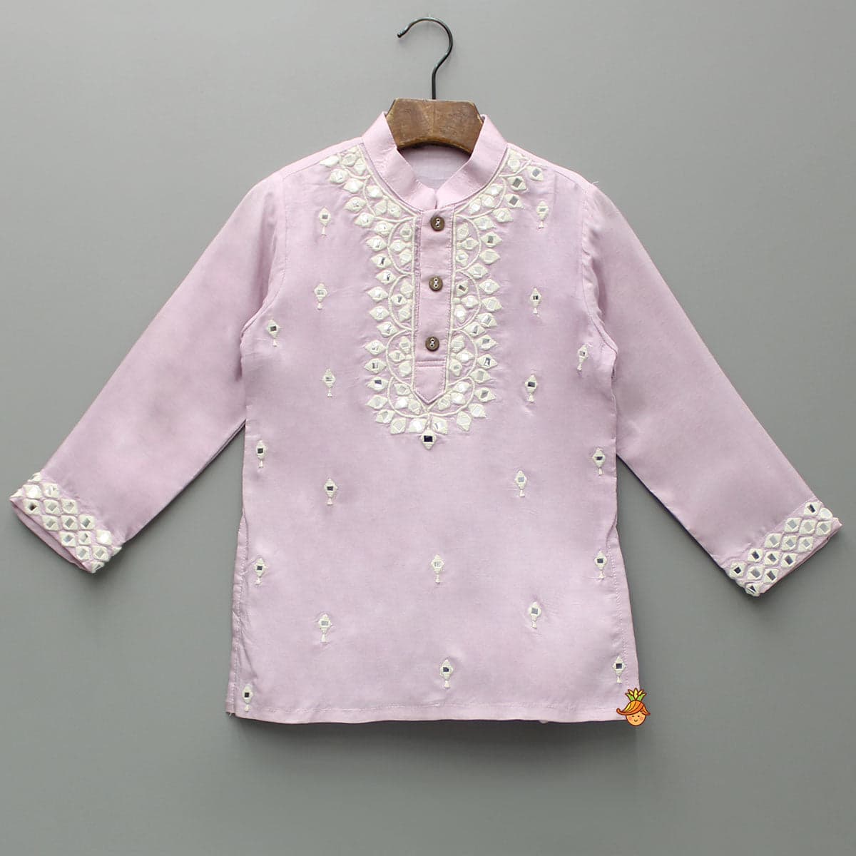 Pre Order: Embroidered Lilac Kurta With Pyjama view