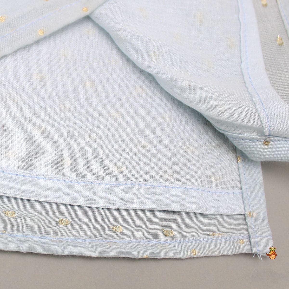 Pre Order: Chanderi Embroidered Blue Kurta With Pintucks And Pyjama view