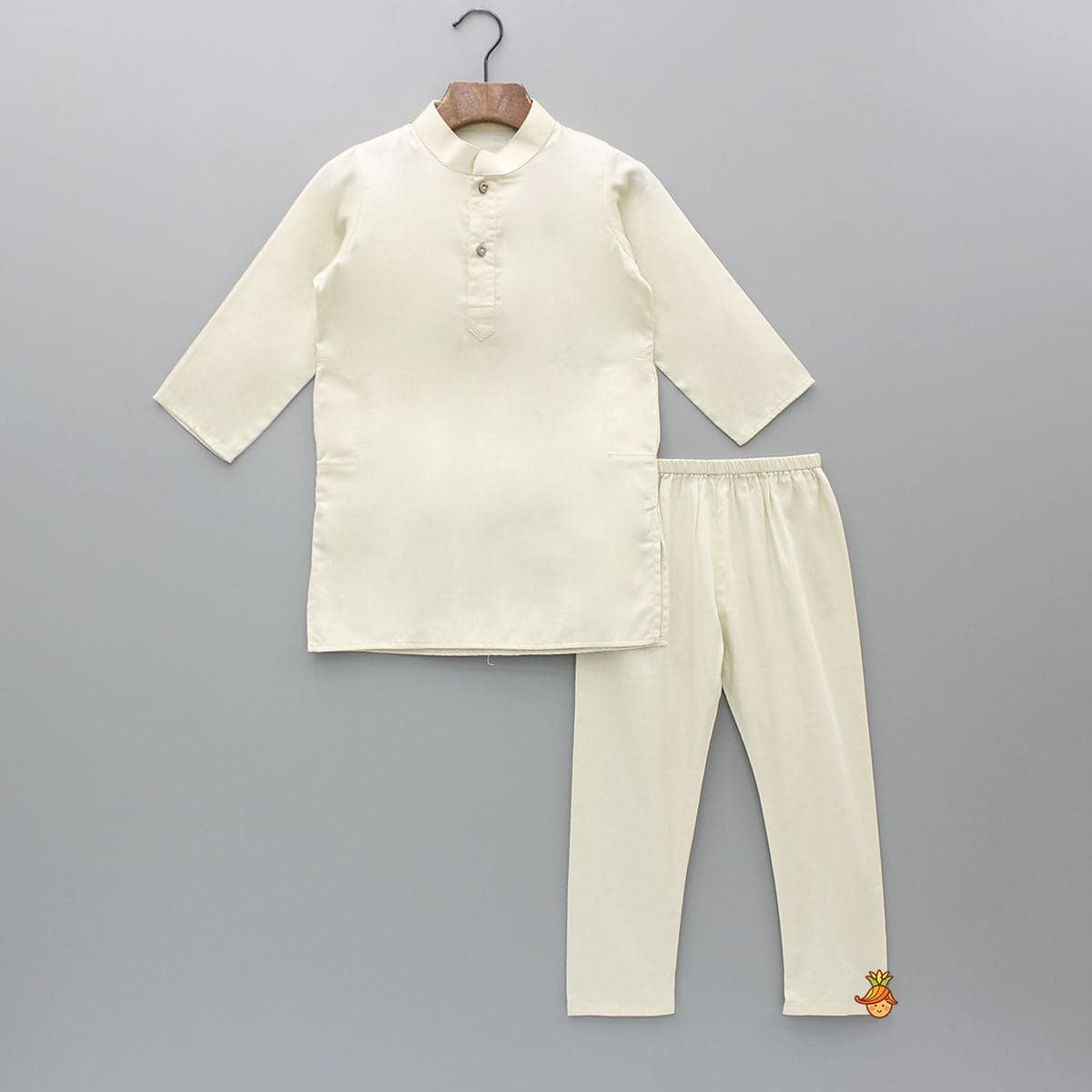 Beige Kurta With Multicolour Embroidered Jacket And Pyjama view