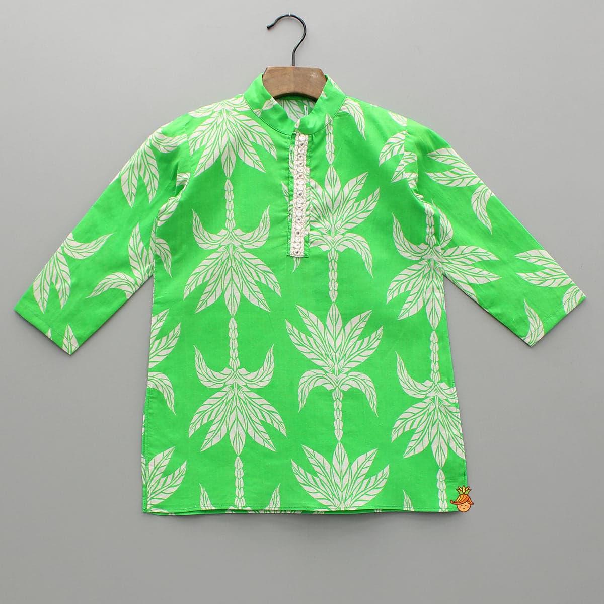 Pre Order: Printed Green Kurta With Pyjama view