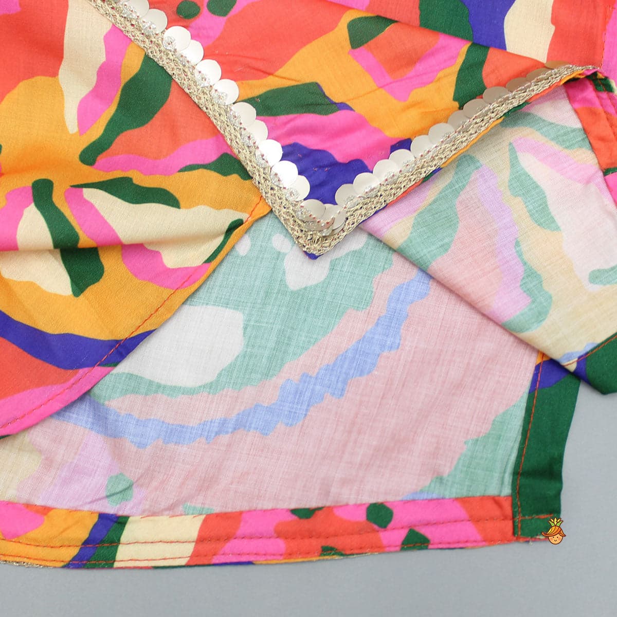 Pleated Stylish Hem Multicolour Kurta And Pyjama view