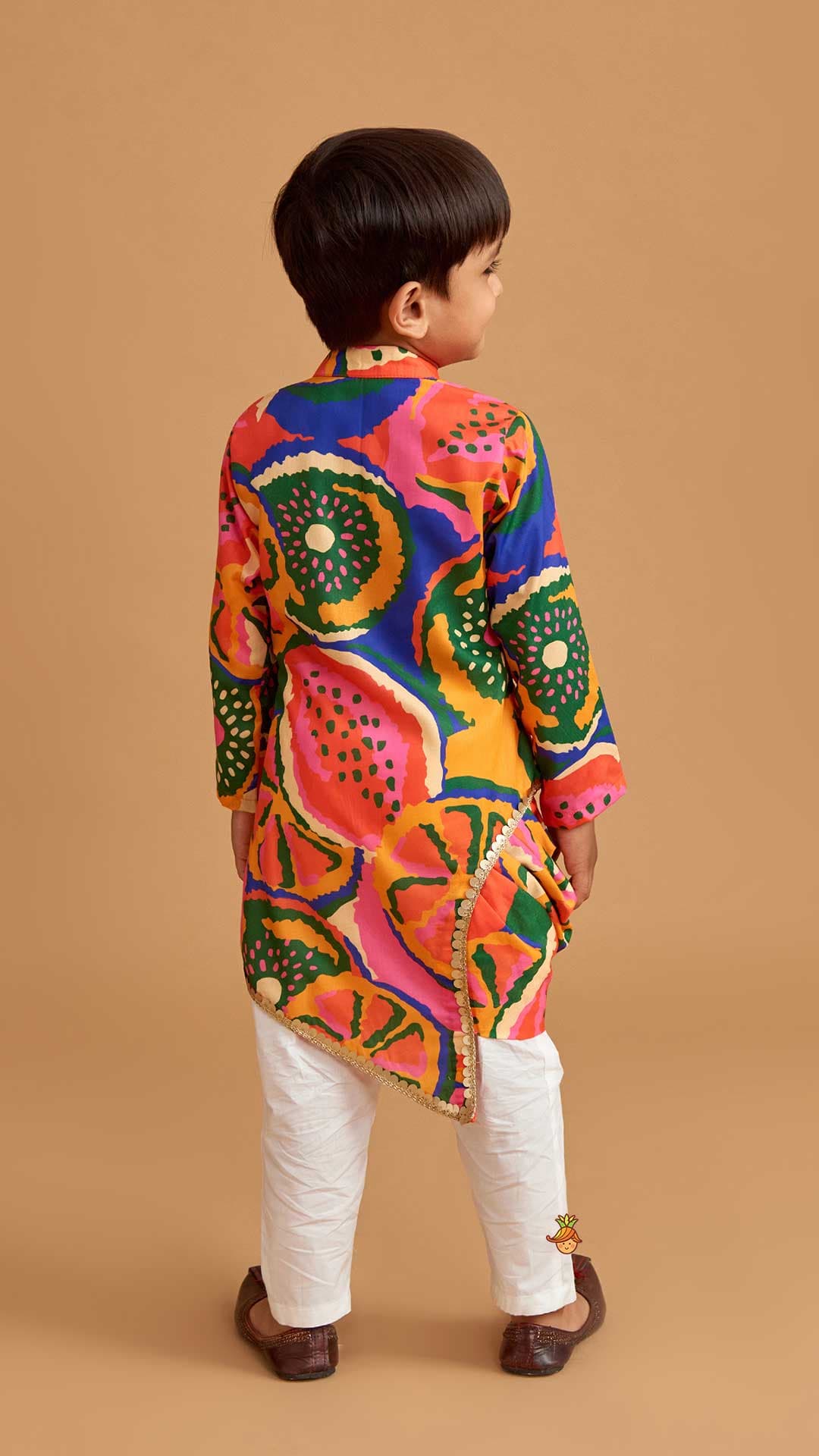 Pleated Stylish Hem Multicolour Kurta And Pyjama view