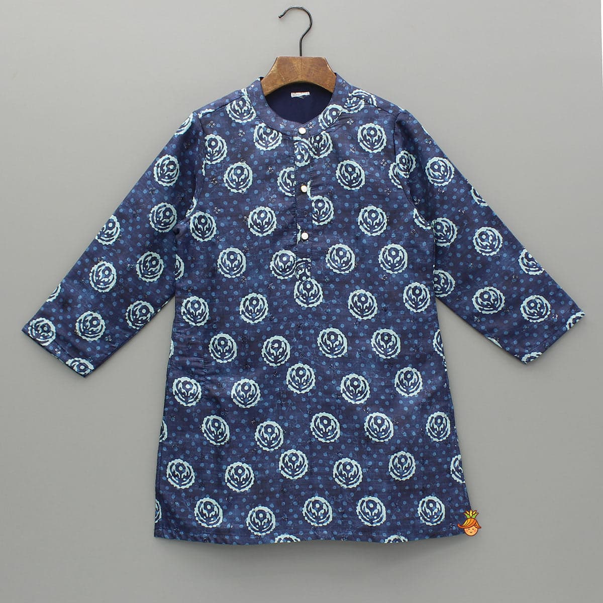 Blue Printed Sequins Embroidered Kurta And Pyjama view