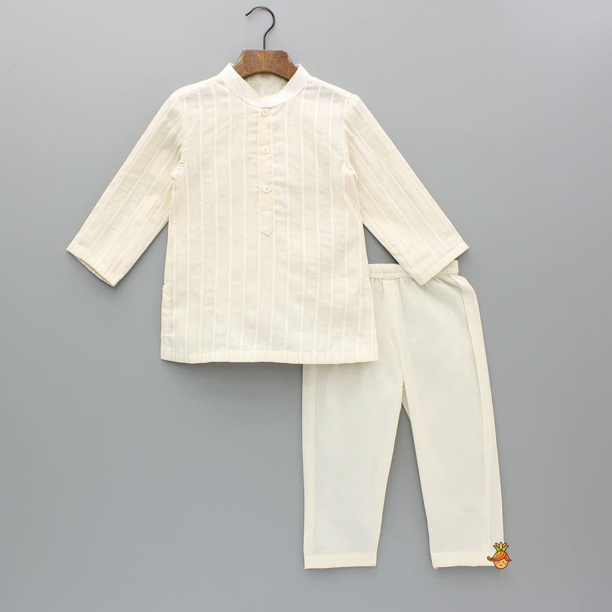 Cream Kurta And Heart Embroidered Jacket With Pyjama view