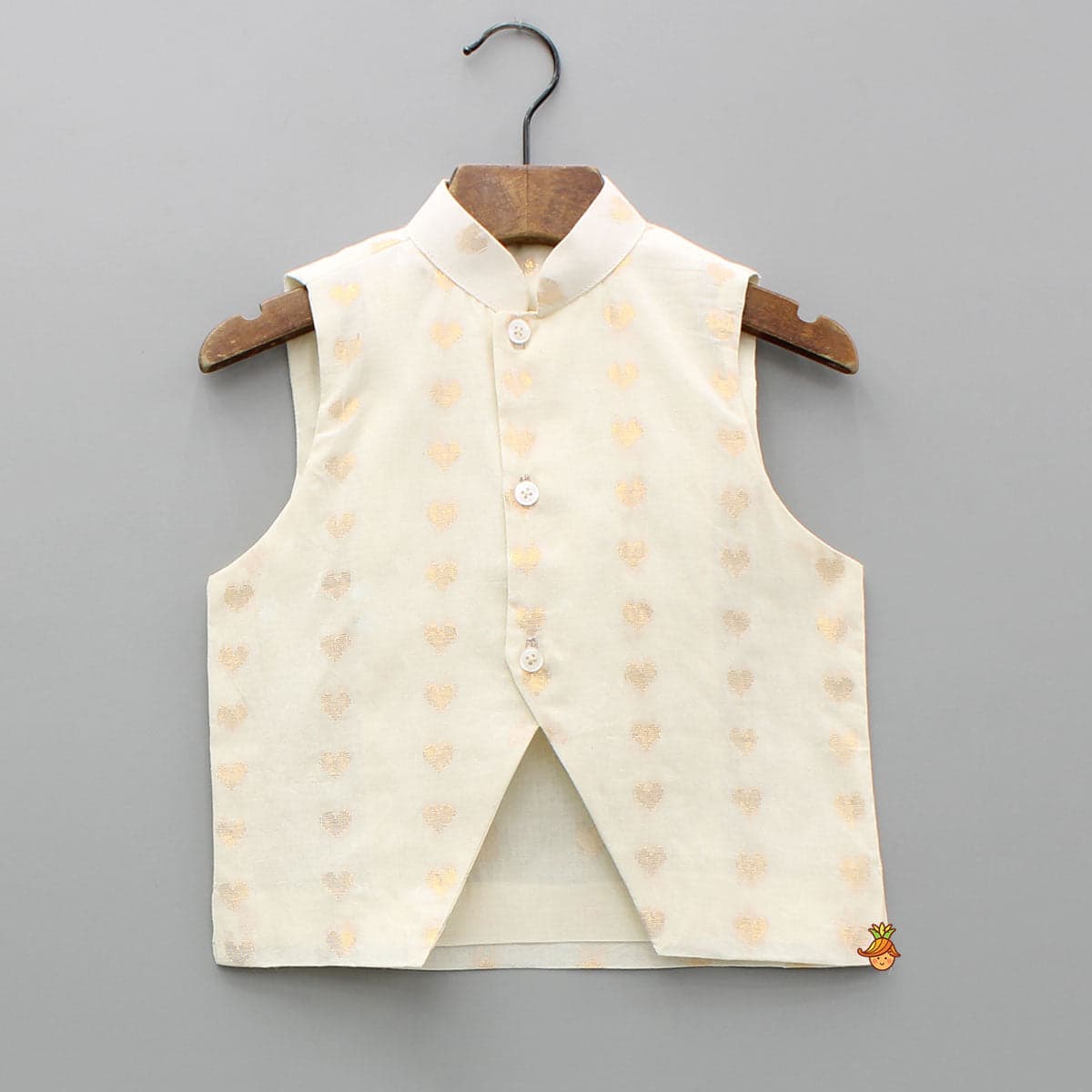 Cream Kurta And Heart Embroidered Jacket With Pyjama view