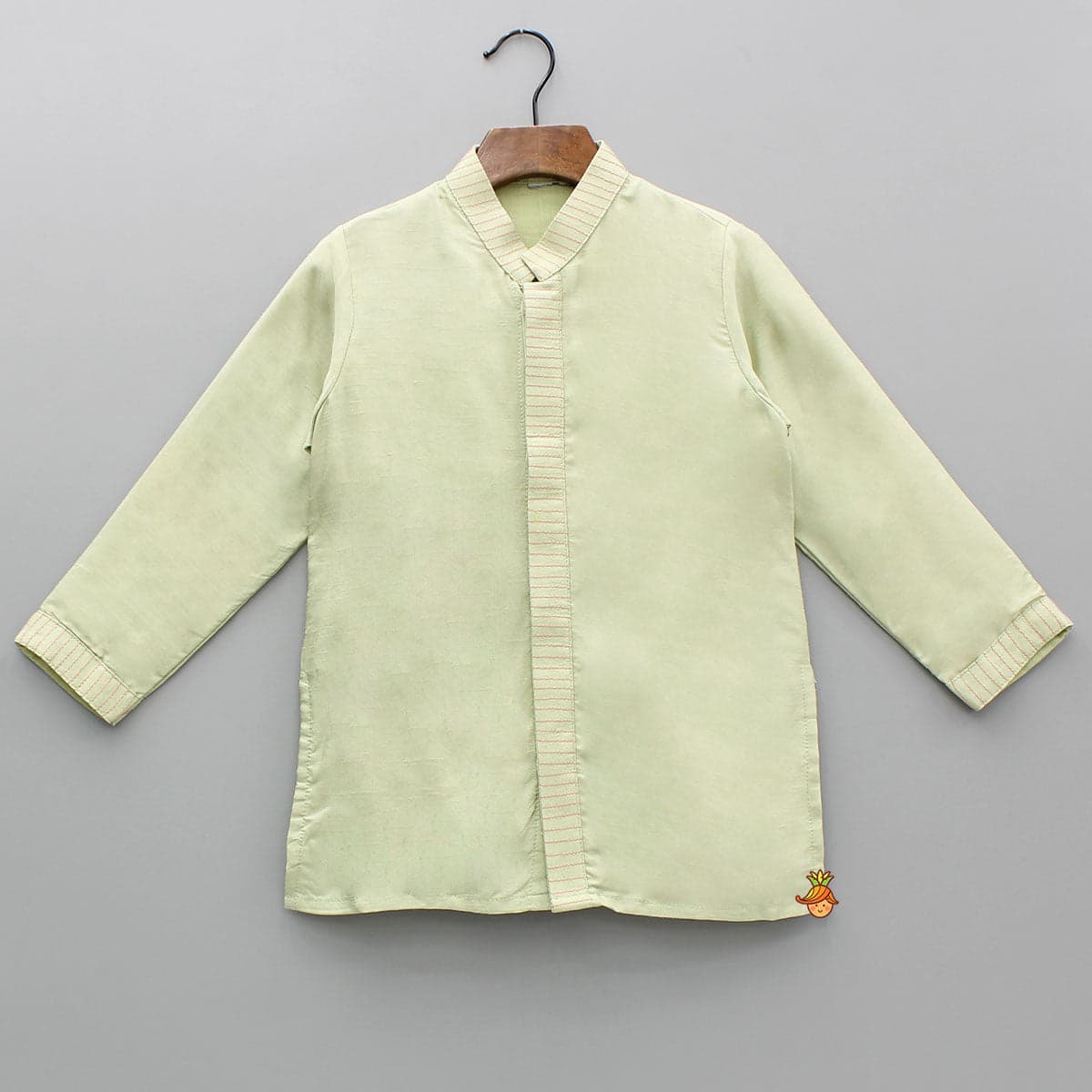Pre Order: Green Kurta With Embroidered Jacket And Pyjama view