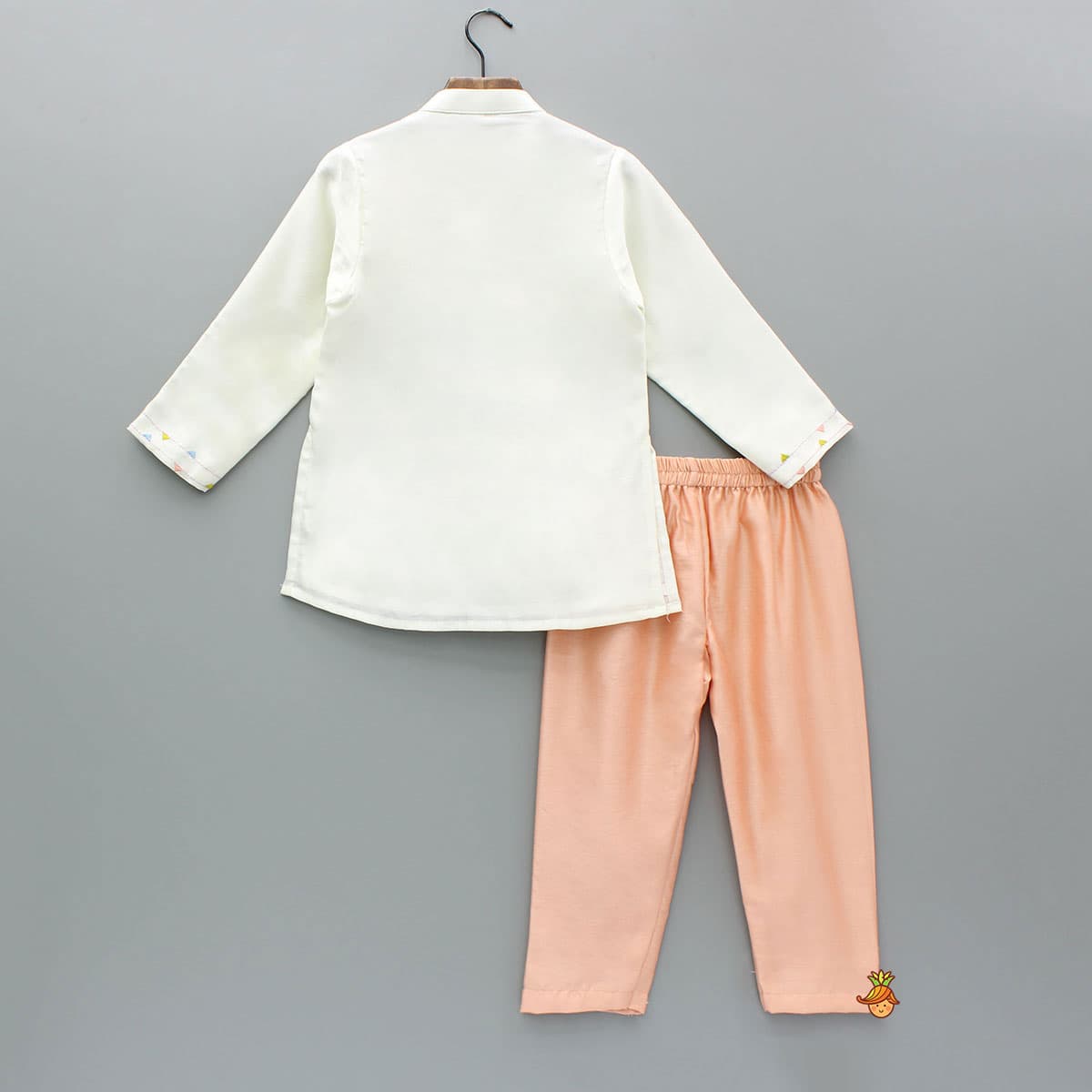 Pre Order: Cream Embroidered Kurta And Pyjama view