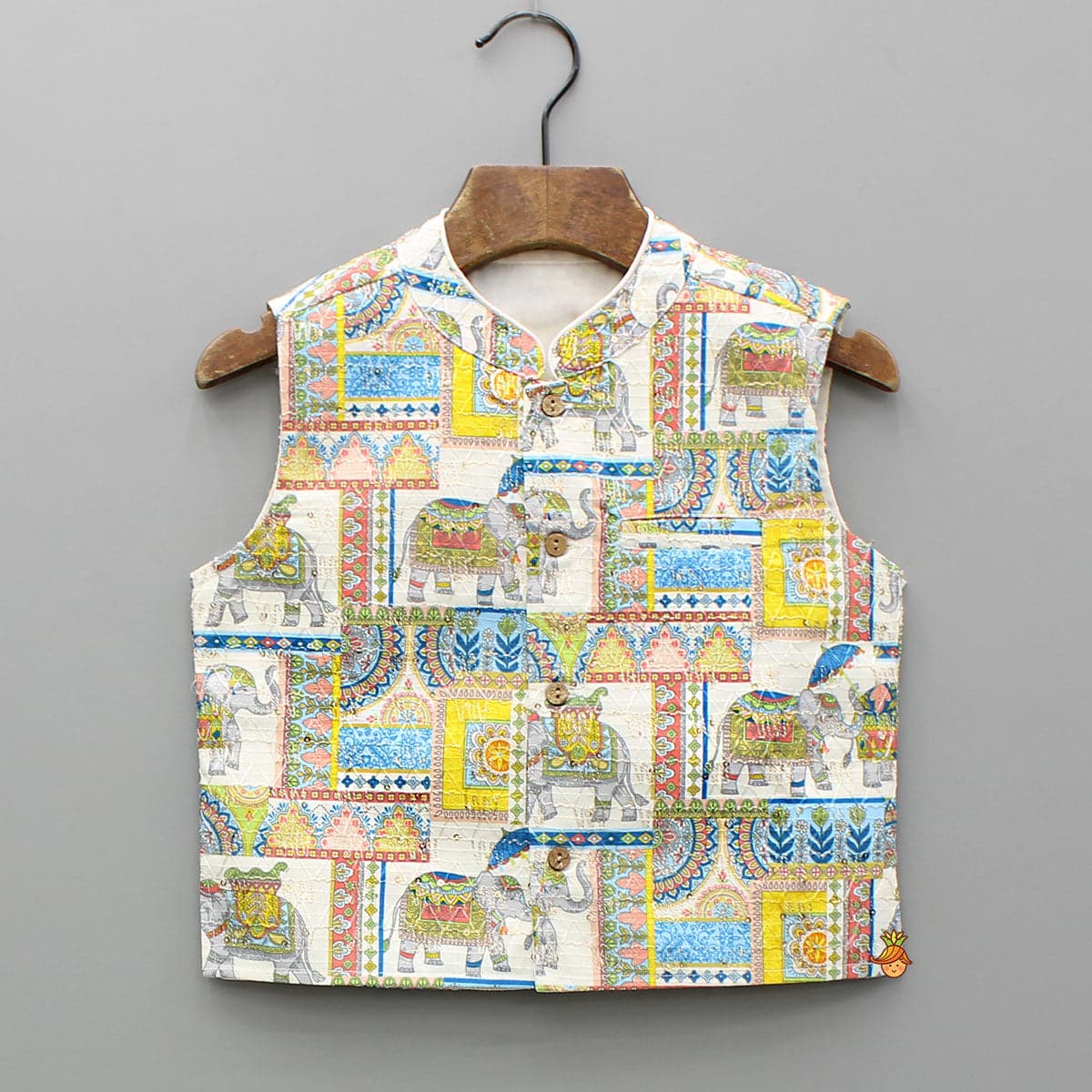 Yellow Kurta With Printed Embroidered Jacket And Pyjama view