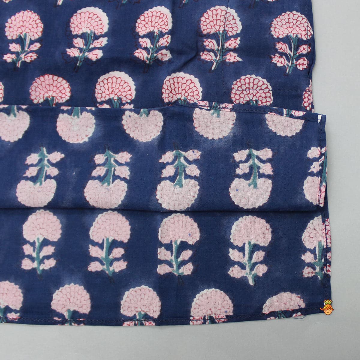 Floral Hand Block Printed Blue Kurta And Pyjama view