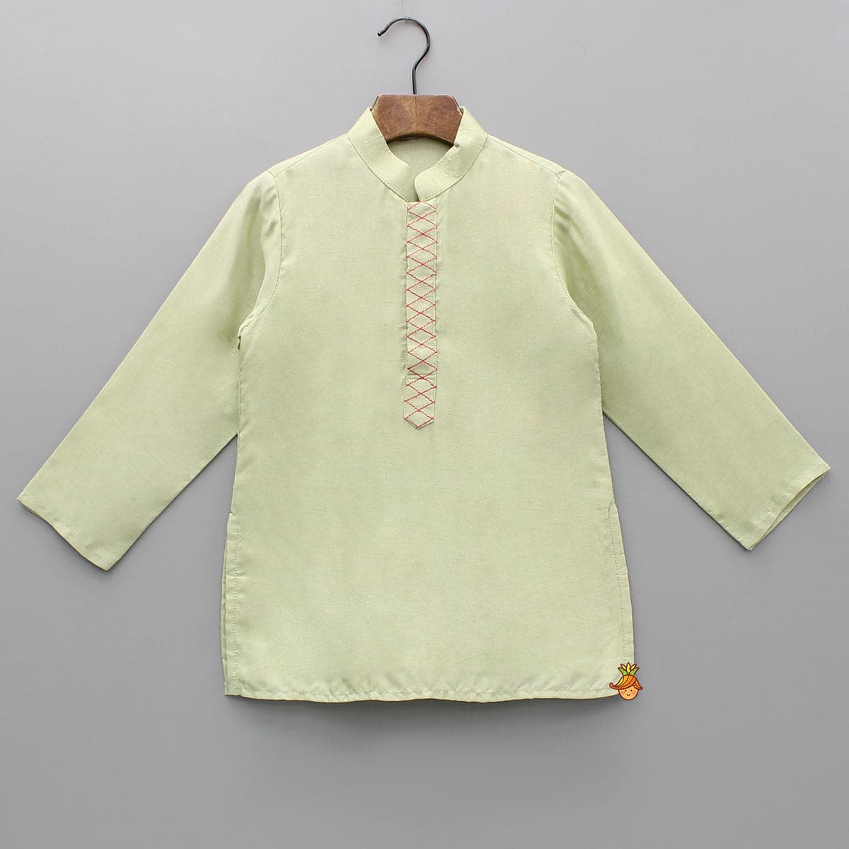 Pre Order: Green Kurta And Pink Embroidered Jacket With Pyjama view