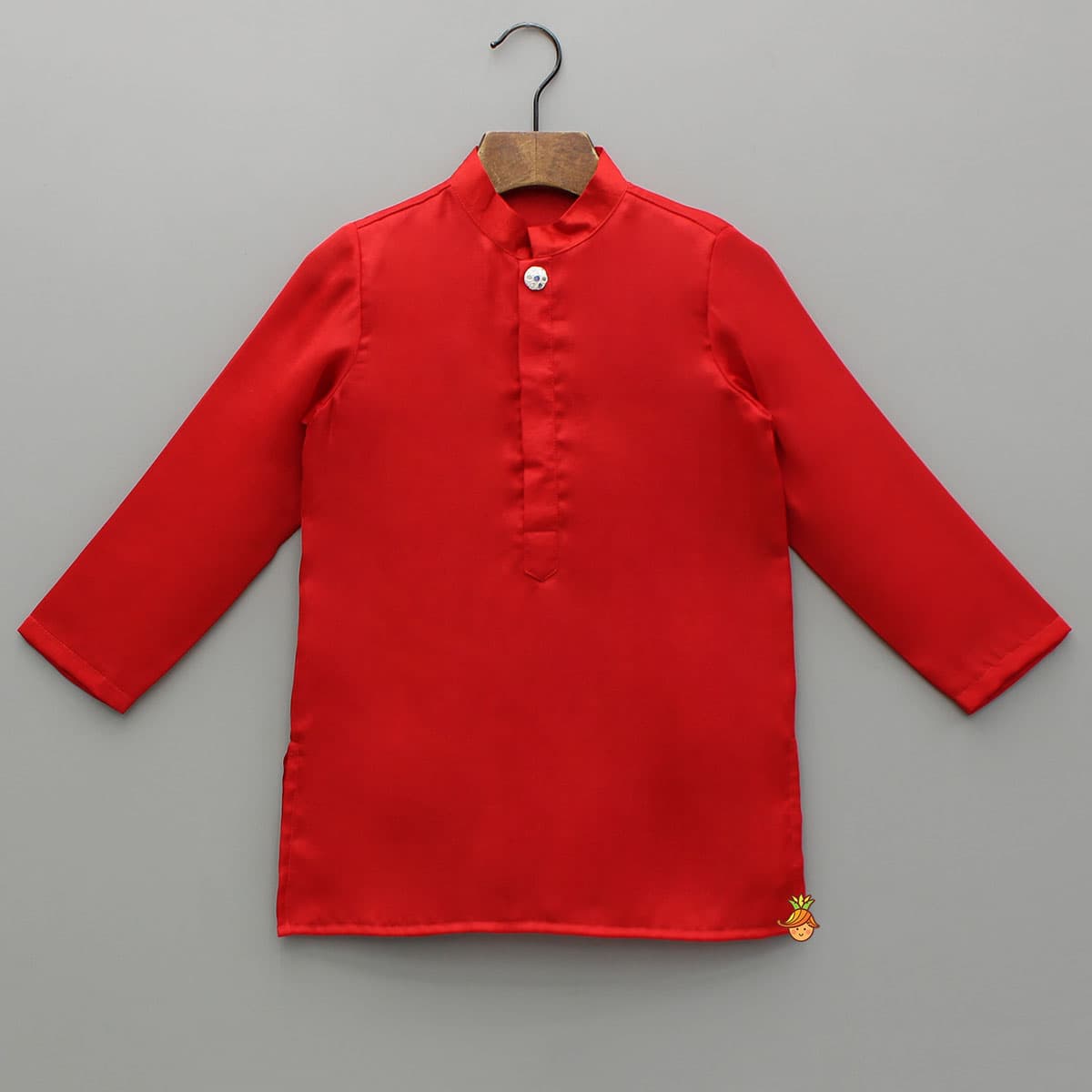 Pre Order: Red Kurta With Embroidered Front Open Jacket And Pyjama view