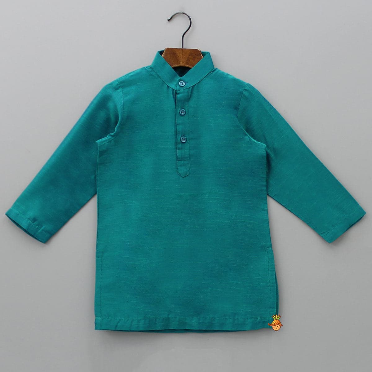 Silk Green Kurta With Front Open Pocket Detail Printed Jacket And Cotton Pyjama view