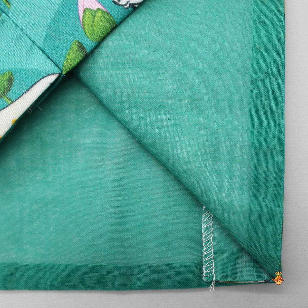 Silk Green Kurta With Front Open Pocket Detail Printed Jacket And Cotton Pyjama view