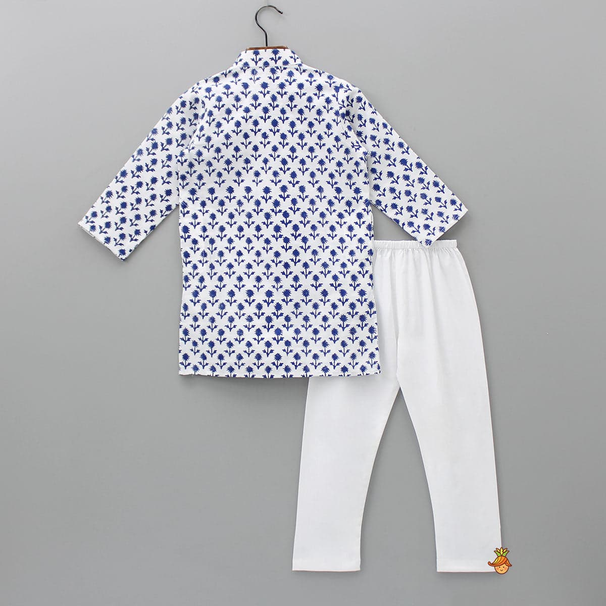 Blue Floral Printed Kurta And Pyjama view