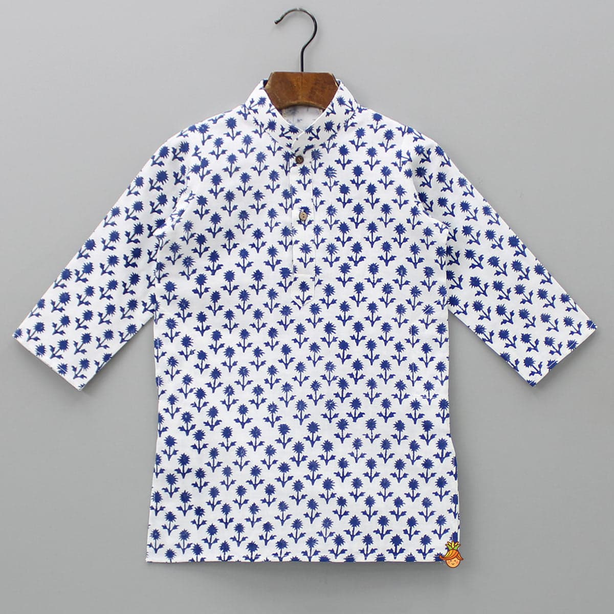Blue Floral Printed Kurta And Pyjama view