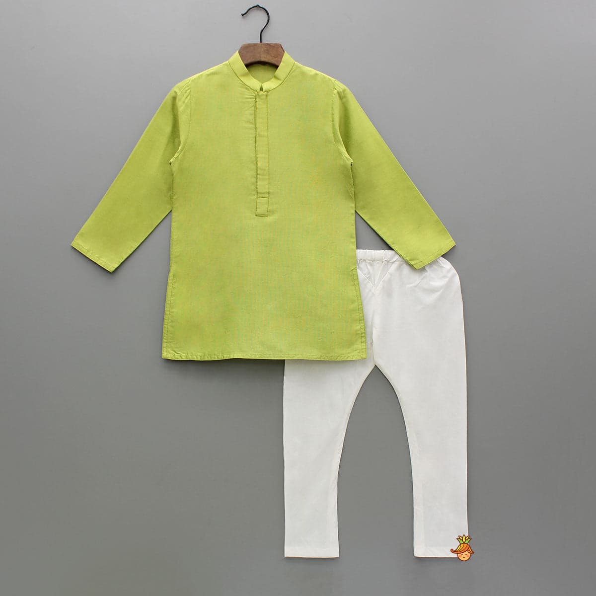 Pre Order: Green Kurta With Bird Embroidered Jacket And Pyjama view
